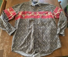 Roper Men's Vintage Pearl Snap Western Cowboy Rodeo Rider Button-Up SZ Large