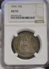 1876 US Seated Liberty Half 50c NGC AU55