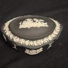 Wedgwood Black & White Oval Stoneware Trinket Box Art Pottery Decorative England — photo 1