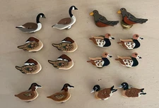 16 pcs Vintage Ducks Geese & Birds Button Cover