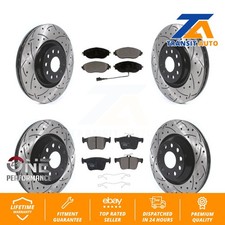 Front Rear Drill Slot Brake Rotors Ceramic Pad Kit For Audi Q3 Volkswagen Golf R