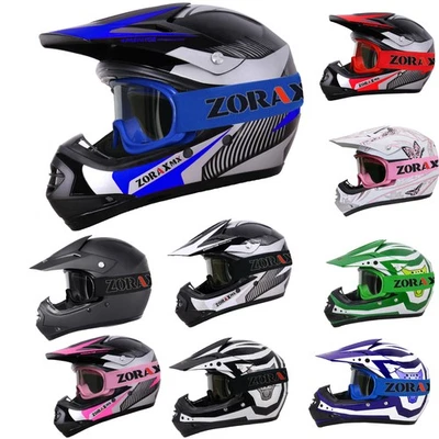 ZORAX Youth Kids Motocross Helmet MX Off Road BMX Dirt Bike Quad & Goggles