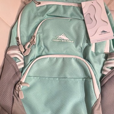 High Sierra Swoop SG Backpack Mint Green Gray Padded Adjustable Hiking Zip