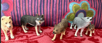 Schleich GREY WOLF FAMILY Animal Figures Retired 1400 LOT OF 5!