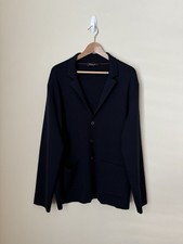 Loro Piana Wool Cardigan Knit Jacket Blazer Navy Blue 60