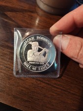 Jackie Robinson Hall of Famer Baseball 1 ounce / .999 Fine Proof Silver Round 105.26 per troy oz