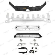 For Highlander 2011-2013 Front Upper Lower Chrome Grilles Bumper Foam Fog Kit