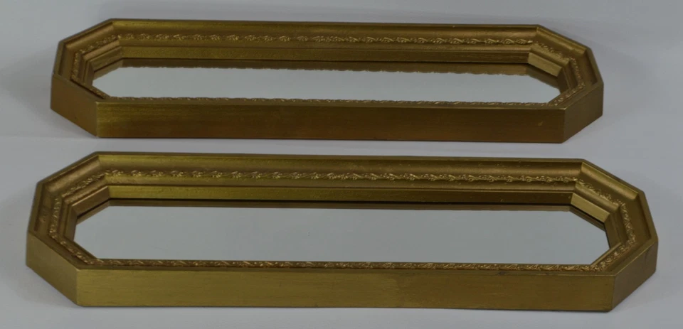 Vintage 1978 Homco Conjunto de 2 Espelhos Dourados - 2373A, 2374B - Raro HTF MCM Hollywood - Imagem 2 de 4