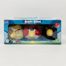 Angry Birds Plush 5 Inch Black Bird Red Yellow w/ Sound 2010 Commonwealth Toys