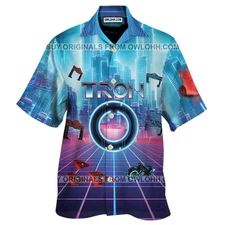 TRON movie 1982 Hawaiian Shirt Aloha Summer Beach Button Down For Men