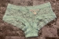 NWT VICTORIA'S SECRET LARGE LIGHT GREEN FLORAL LACE CHEEKY PANTIES