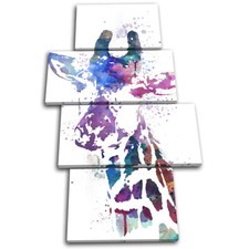 Asbtract Wild Giraffe Paint Animals MULTI CANVAS WALL ART Picture Print