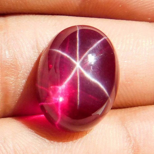 Cabochon Rubis étoile Naturel 6 Rayons - Taille Hexagonale, Origine Afrique, Neuf