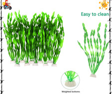 Artificial Fish Tank Plants, 12-Inch Tall Plastic Seaweed Decorations, 10 Packs