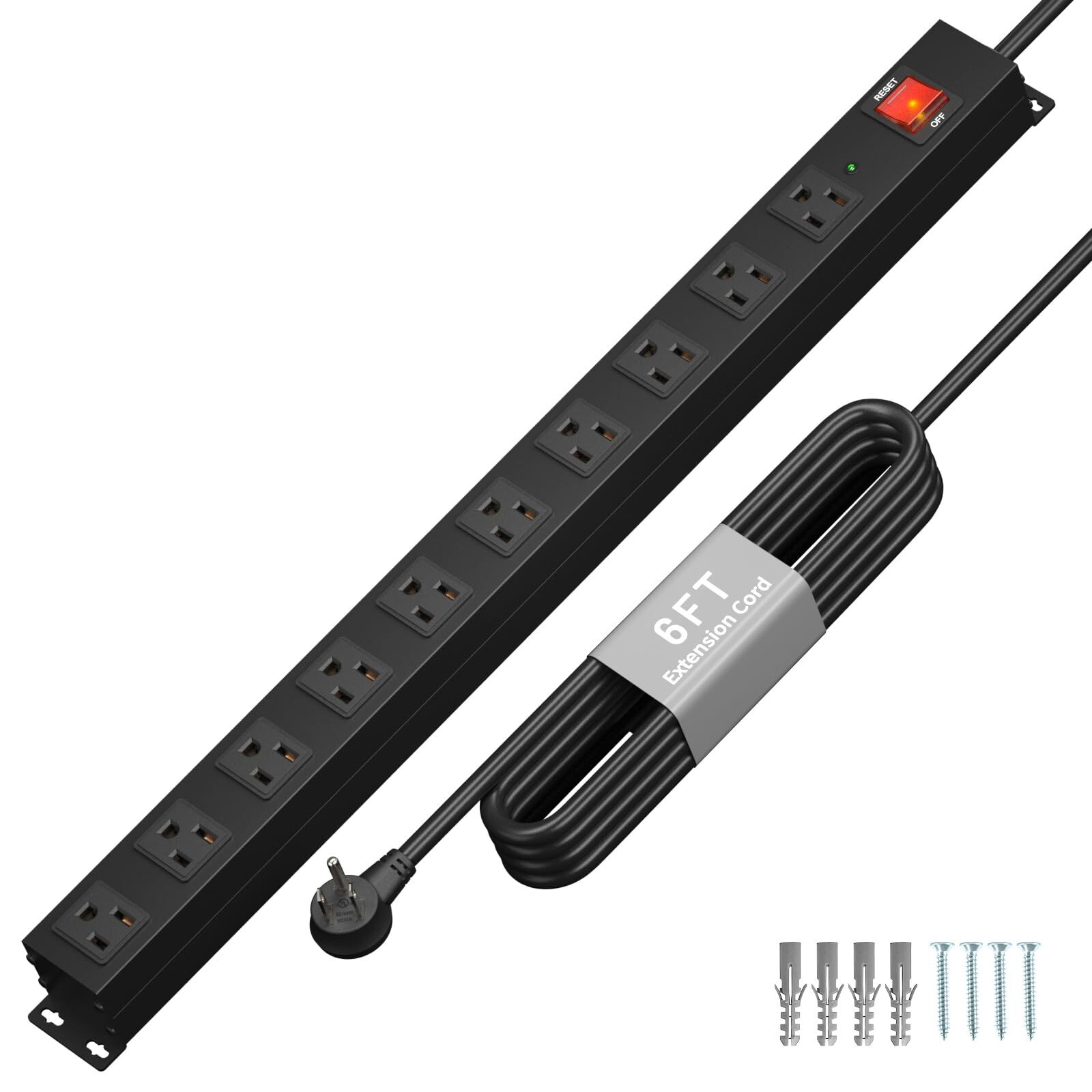 10 Outlet Long Power Strip, Heavy Duty Power Strip Surge Protector with 2200J...