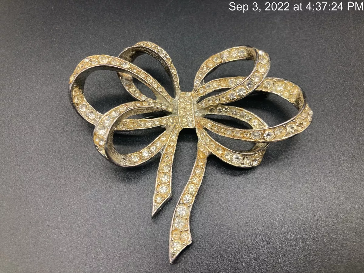 Rhinestone cheap bow brooch