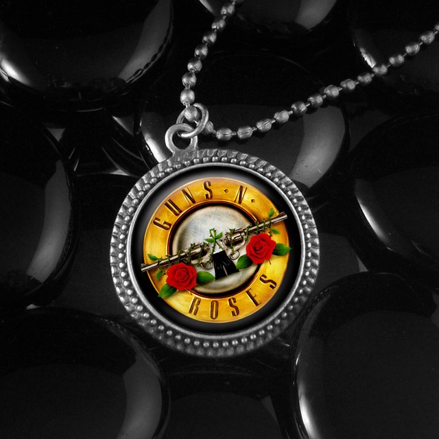 Guns N' Roses GNR 80's Heavy Metal Music Silver Glass Jewelry Necklace
