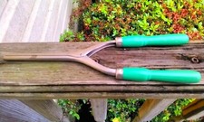 Antique Vintage Hair or Mustache Curling Iron Green Wood Handles 9 1/2"