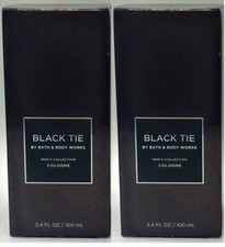 x2 Bath  Body Works Men's Collection BLACK TIE 3.4 oz Cologne Spray for Men