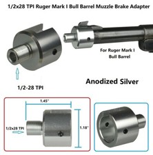 Ruger .22 Mark I-3 1/2x28 TPI Muzzle Adapter,Bull For Accessories, Silver