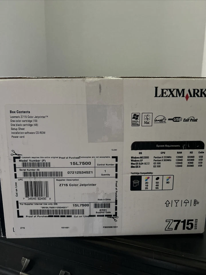 Lexmark Printer Z715 Series Inkjet Color Photo Quality PC MAC (new sealed box) - Image 4 of 4