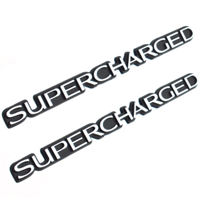2x Chrome SUPERCHARGED Emblem - Universal Emblems Letter Badges Logo Nameplate
