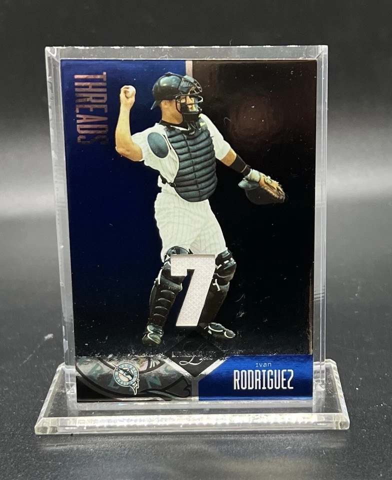 Camisetas Leaf Limited Threads 2004 usadas en juego/50 Iván Rodríguez #169 Salón de la fama Marlins Foto 3 de 4