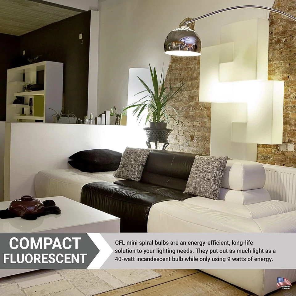 3Pack CFL Mini Spiral Light Bulb, T2 Bulb, 9W (40W), 4100K, E26, 500LM - Image 3 of 4