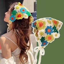 Knitted Tricot Cute Handmade Knitted Tie Headband Sunflower Headband 9CU3