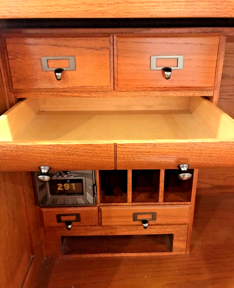 Oak Roll Top Desk w/Cut Out for Computer WiresRm for File