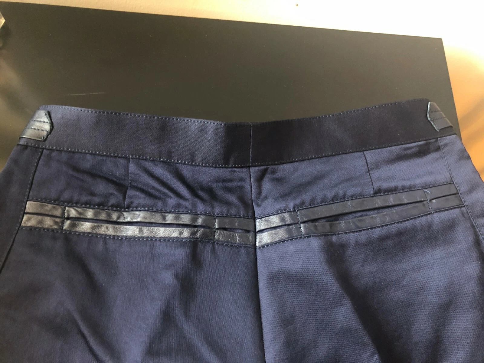 GIANNI VERSACE BLU ABITO PANTALONE COTONE CON RIFINITURE IN PELLE TAGLIA M