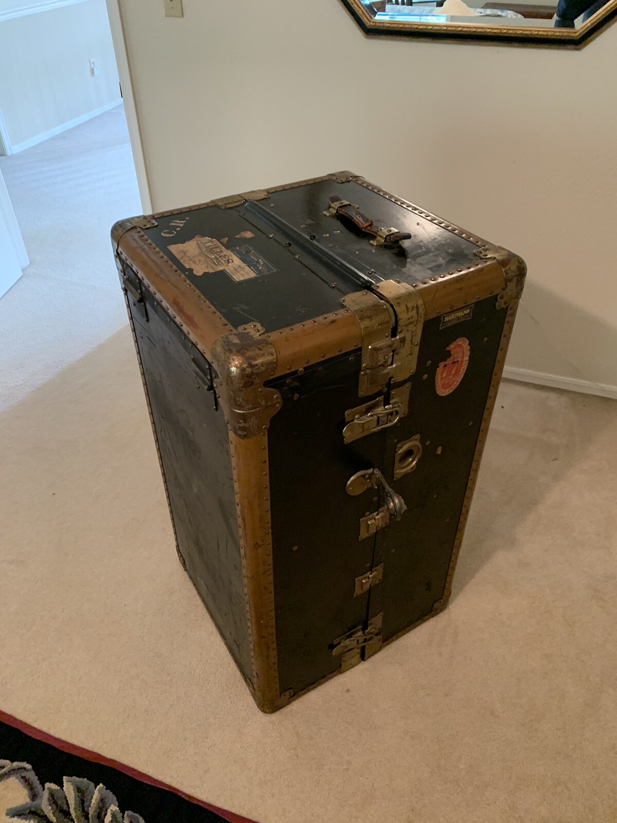 Antique Steamer Trunk DRAWERS AND HANGERS DECENT CONDITION eBay