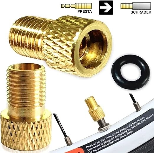 2 x BRASS ADAPTOR PRESTA TO SCHRADER BICYCLE VALVE CONVERTER BIKE PUMP CONNECTOR - Image 3 of 3
