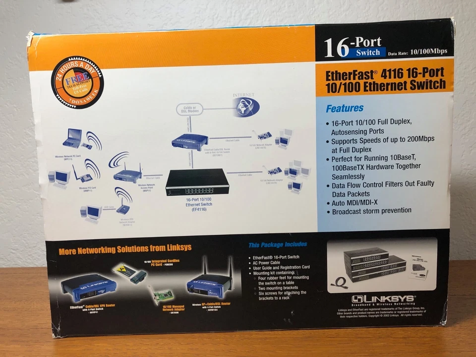 Linksys EtherFast 4116 EF4116 16-Port 10/100Mbps Ethernet Switch, Used - Image 3 of 4