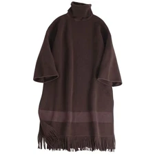 Hermes One Piece 21aw Poncho Knit Fringe Wool Cashmere Womens 38 Used MOLO-0