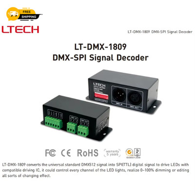 LTECH Neu DMX512 zu SPI Wandler Signal Decoder; 12 V 24 V Unterstützung WS2811/WS2812, U