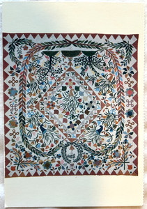 Postcard: Cotton quilt top created by Ann Robinson, 1813-14, Shelburne Museum