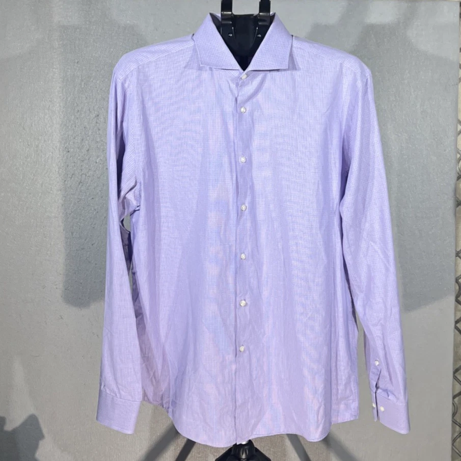 Hugo Boss Sharp Fit 浅紫色法国袖口正装衬衫 17-36/37 — 第 2/4 张图片