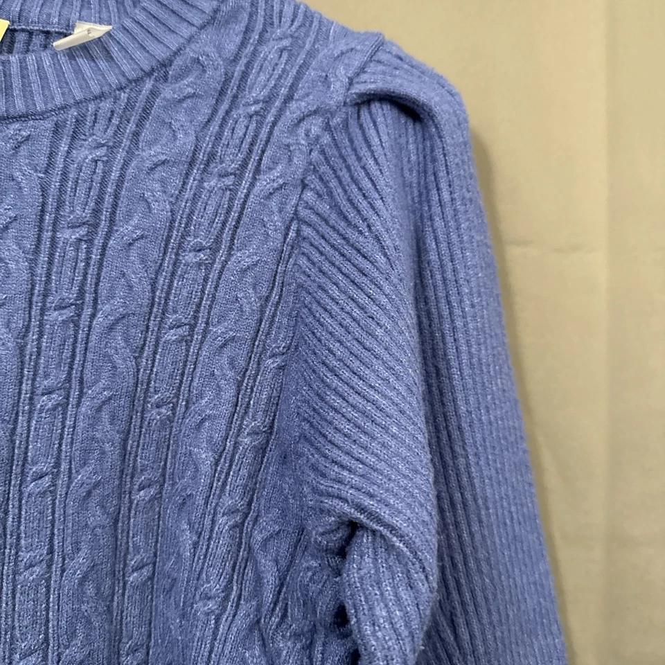 Women’s Blue Elie Tahari Sweater Cable Knit Chunky Sleeve Size S - Image 3 of 4