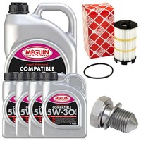 MotoröL Filter Set 5W-30 Plus Meguin 9 Liter + Schraube FüR Audi R8 5.2 FSI 422