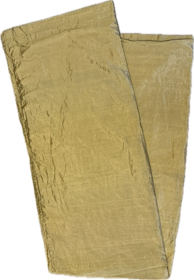 2 Luxury Silk Blend Drapes Curtains Panels Green Gold Lined 84 Long Pair Rod - Image 4 of 4