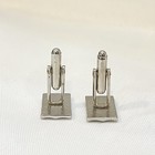 Vintage Silver Tone Black Onyx Style Rectangle Cufflinks Mens Formal Jewelry — photo 5