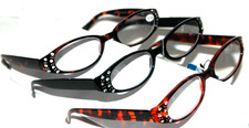 3 pair Lady /Girl Reading Glasses Power 2.75 Fashion readers with crystal bling