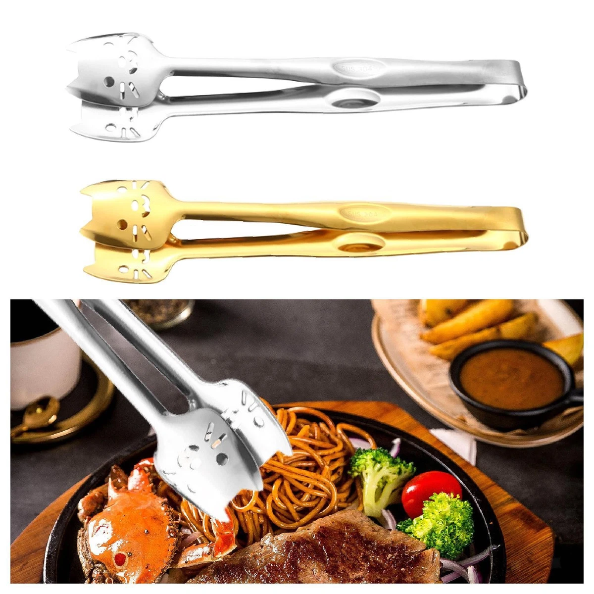 Set Di 6 Pinze Da Cucina In Acciaio Inossidabile, Lunghezza 17,8 Cm, Resistenti Al Calore, Per Insalata, Pasta, Barbecue E Buffet, Lavabili In Lavastoviglie