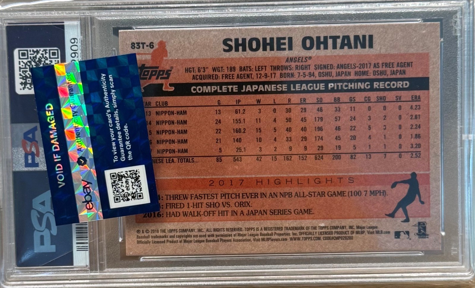 2018 TOPPS CHROME 1983 TOPPS #83T-6 SHOHEI OHTANI ROOKIE CARD RC PSA 10 GEM MINT view 2