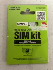 Simple Mobile 5G Keep Your Own Phone Prepaid Activation 3-in-1 CDMA SIM Card Kit