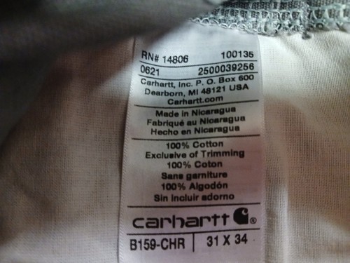 Carhartt Canvas Carpenter Jean-NWT Men 31 x 34 Loose Original Fit-B159-CHR-Gray - Picture 4 of 6