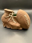 Vintage McCoy Art Pottery Football & Shoe Planter Dark Brown Green Interior