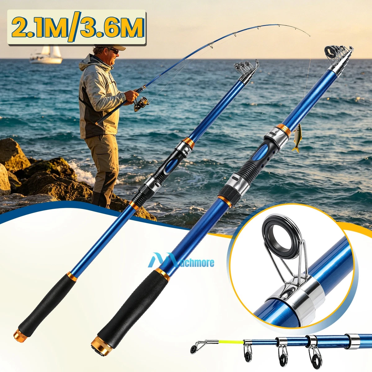 20 ft telescoping fishing pole B&M ST6 Slo-Troller 20-Foot with Ceramic Shock Ring Guides and Textured Handle Yellow : Rods : Sports & Outdoors double gooseneck 20 ft Item Telescopic Fishing