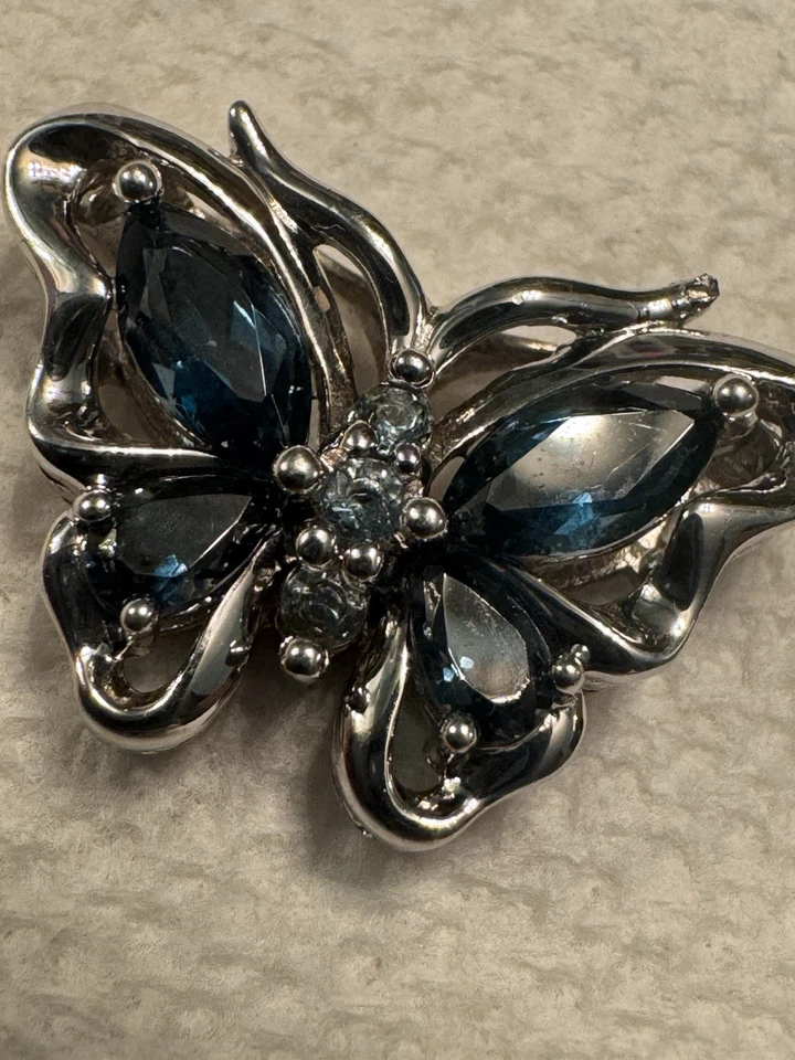Butterfly sterling Sparkling Blue Topaz ALWAND VAHAN Butterfly Pendant - Image 2 of 3
